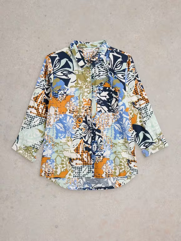 Sophie Organic Cotton Shirt by White Stuff in Orange Multi