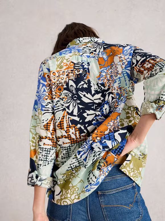 Sophie Organic Cotton Shirt by White Stuff in Orange Multi