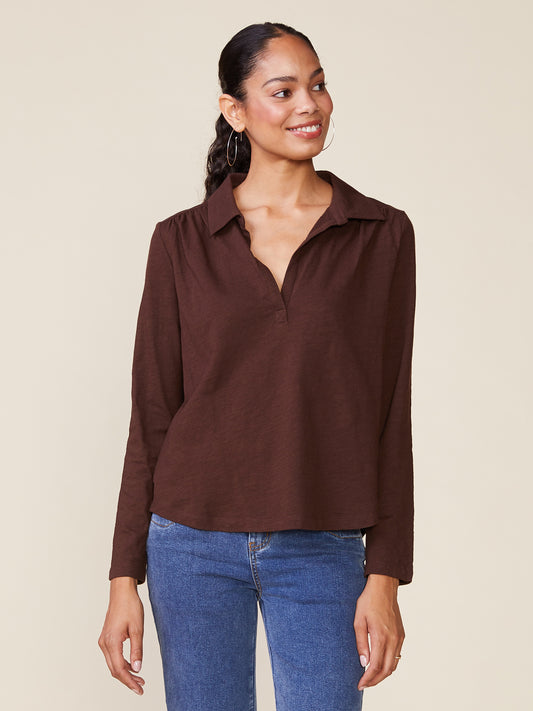 Dylan Popover Henley by ANTHEM the label in Chocolate