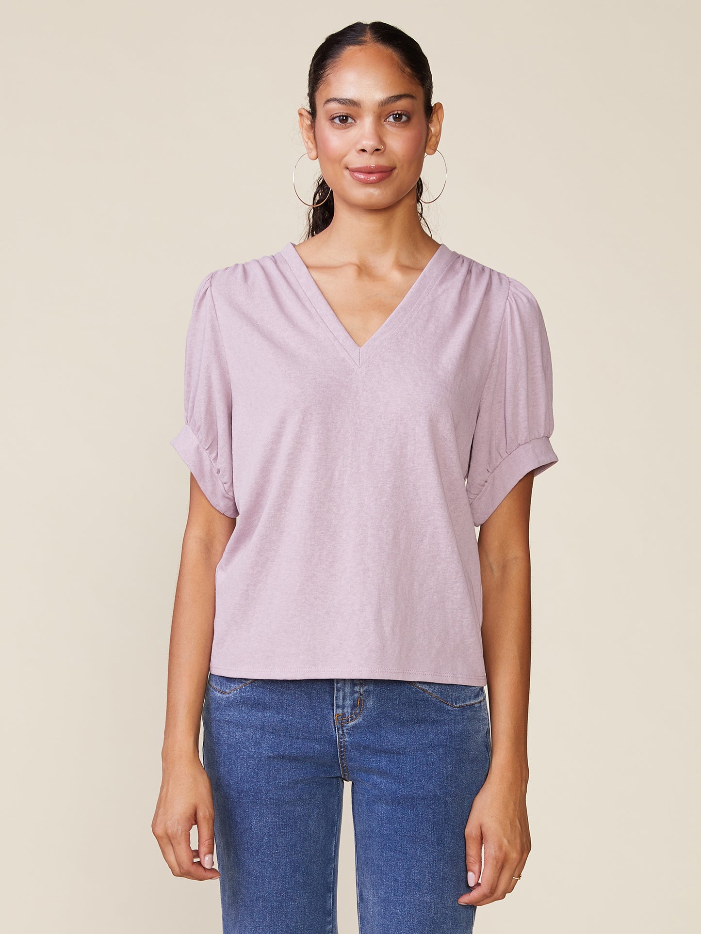 Dusty Flutter Sleeve Tee by ANTHEM the label in Dusty Orchid