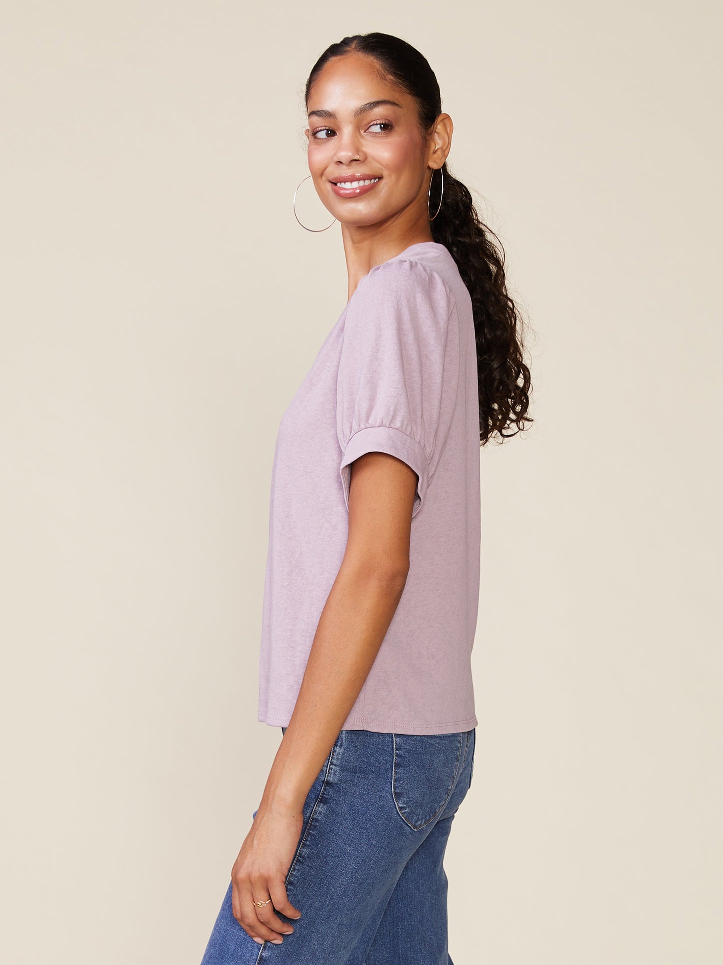 Dusty Flutter Sleeve Tee by ANTHEM the label in Dusty Orchid