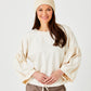 Bo Bubble Sleeve Sweat with Drawstring Hem by Suzy D London in Winter White