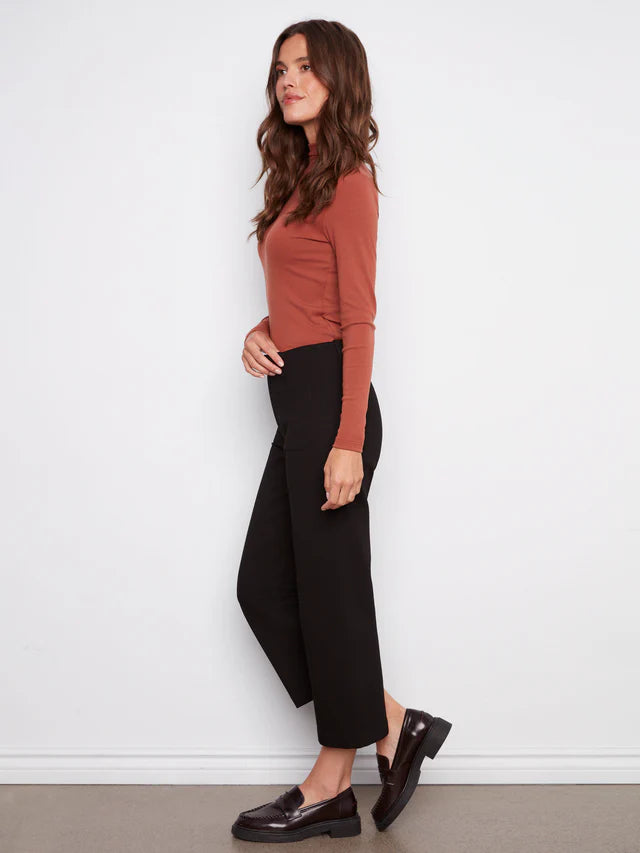 Wide Leg PDR Pants with Pockets by Charlie B in Black