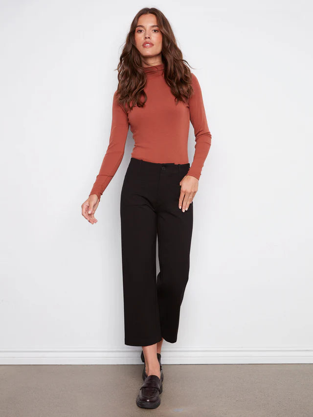 Wide Leg PDR Pants with Pockets by Charlie B in Black