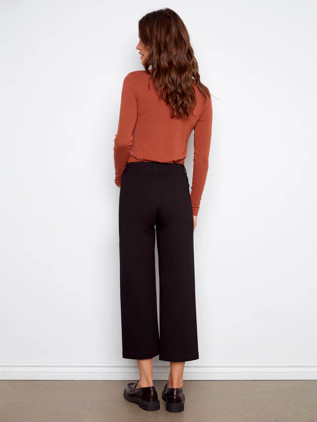 Wide Leg PDR Pants with Pockets by Charlie B in Black
