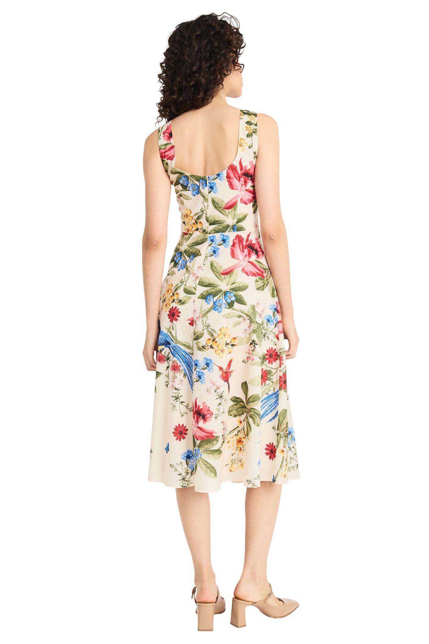 Fit and Flare Midi Dress by Maggy London in Cream Floral