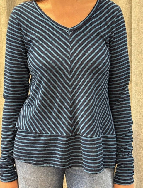 Long Sleeve Tee by Cut Loose in Peacock Stripe