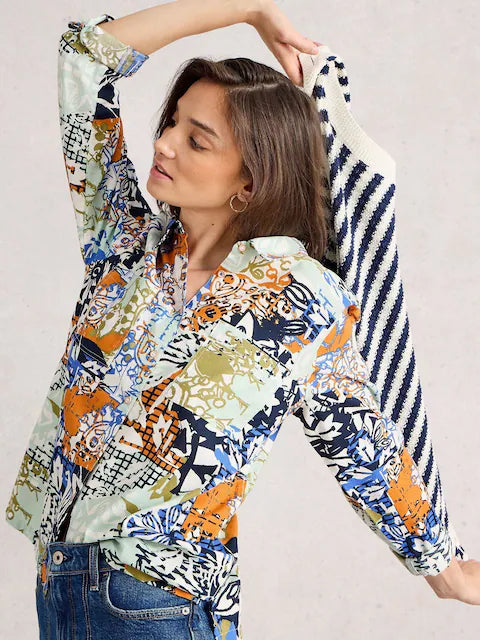 Sophie Organic Cotton Shirt by White Stuff in Orange Multi