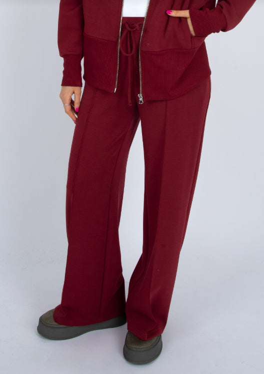 Prida Soft Knit Pull on Straight Leg Pants by RD Style in Chili