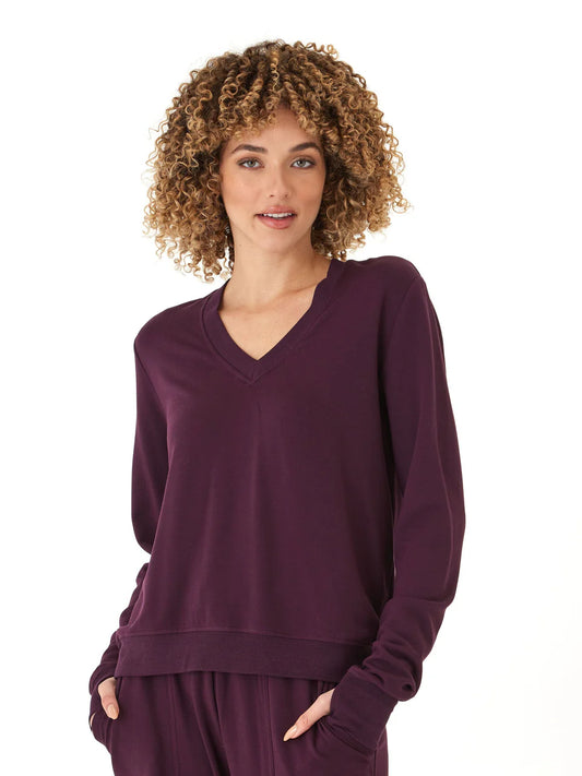 Edwina V-Neck Top by Threads 4 Thought in Ultra Maroon