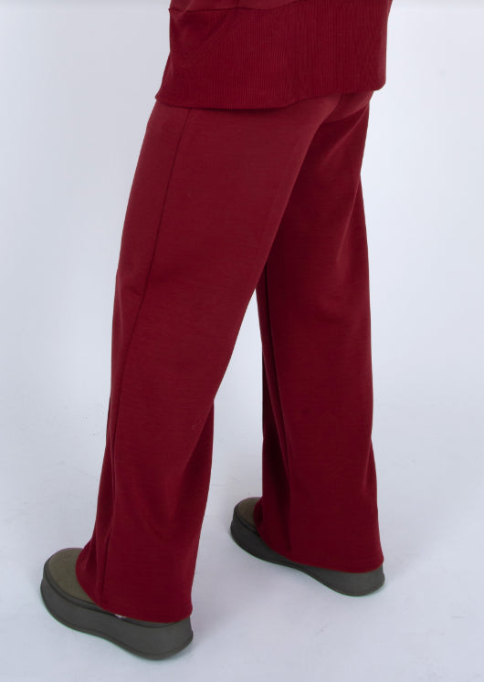 Prida Soft Knit Pull on Straight Leg Pants by RD Style in Chili