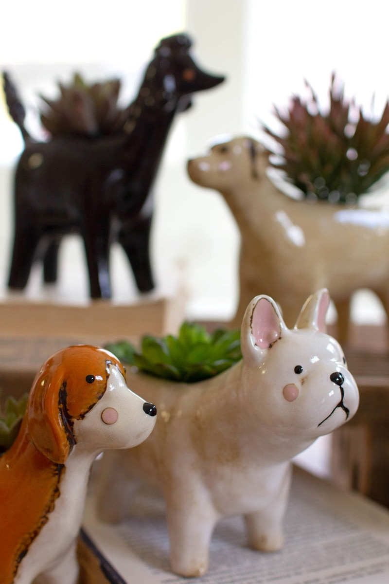 Set of 5 Ceramic Dog Planters by Kalalou