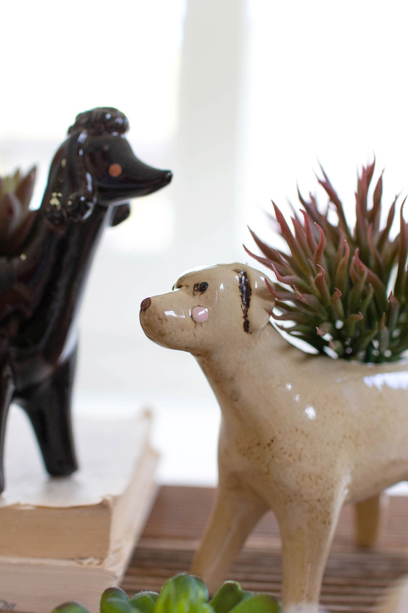 Set of 5 Ceramic Dog Planters by Kalalou