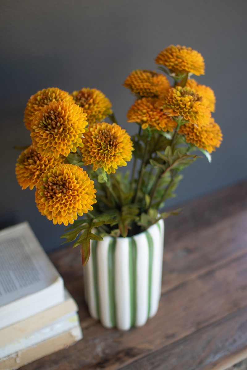 Bundle of 7 Artificial Mustard Ball Dahlias by Kalalou