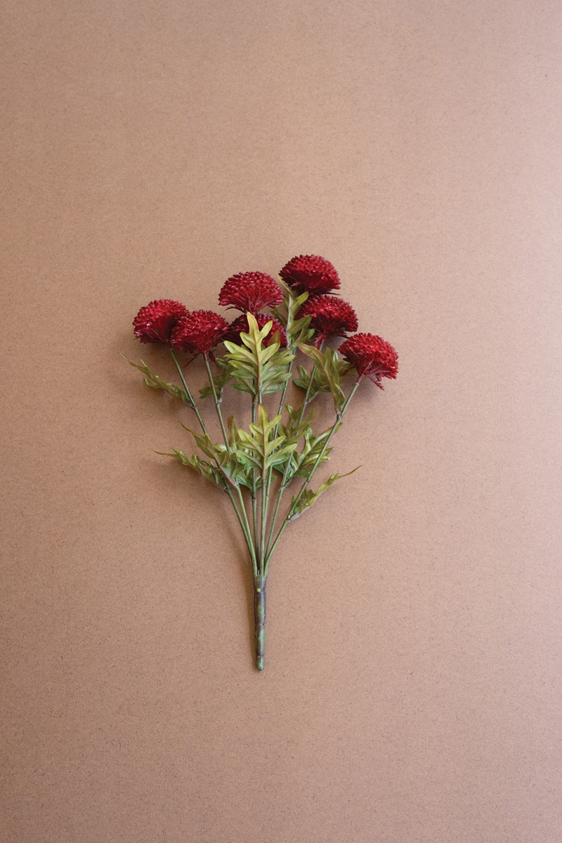 Bundle of 7 Artificial Red Ball Dahlias by Kalalou