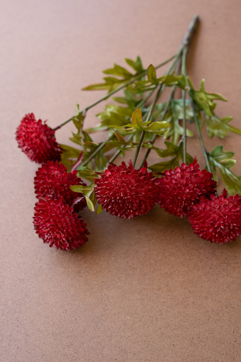 Bundle of 7 Artificial Red Ball Dahlias by Kalalou