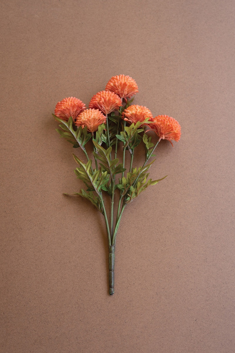 Bundle of 7 Artificial Orange Ball Dahlias by Kalalou