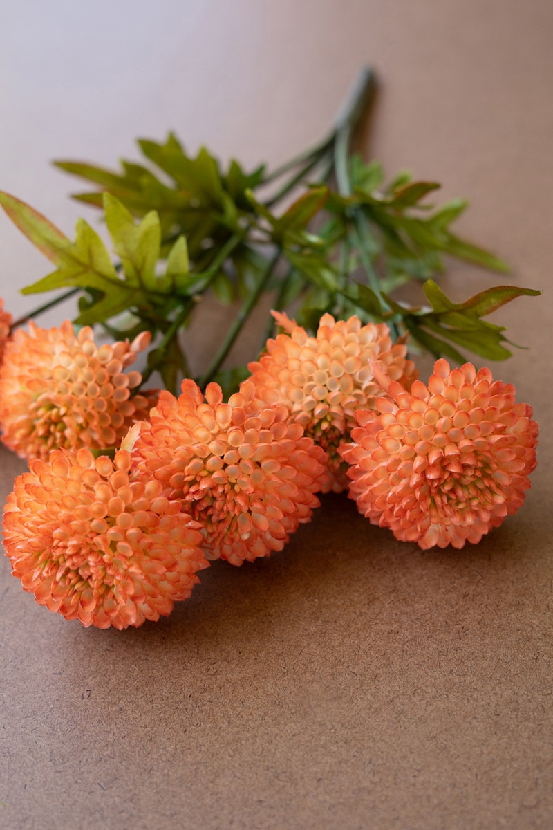Bundle of 7 Artificial Orange Ball Dahlias by Kalalou