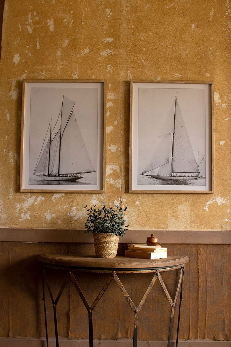 Set of 2 Framed Sailboat Prints Under Glass by Kalalou