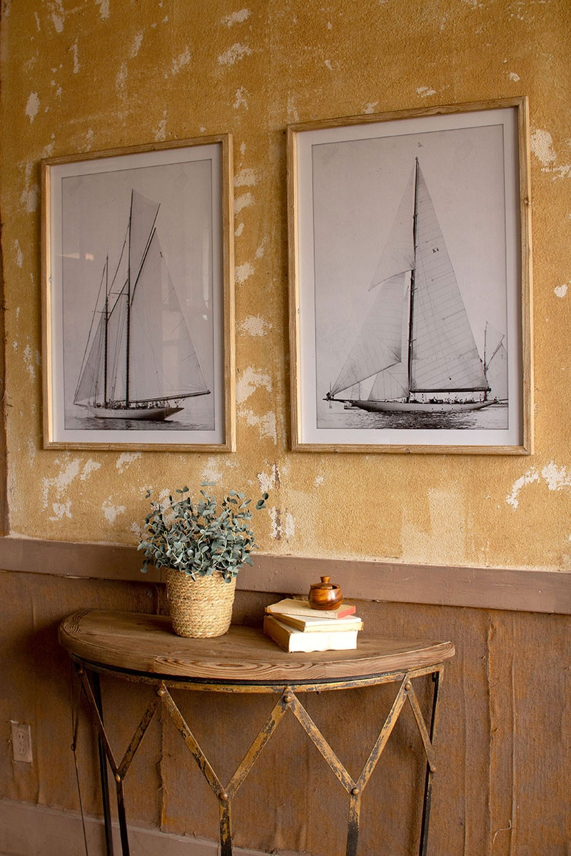 Set of 2 Framed Sailboat Prints Under Glass by Kalalou